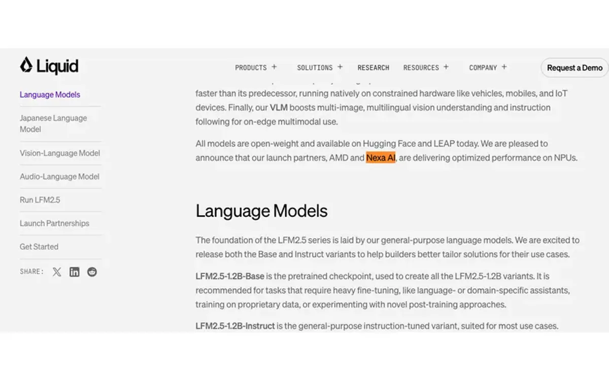 Liquid AI recognition screenshot